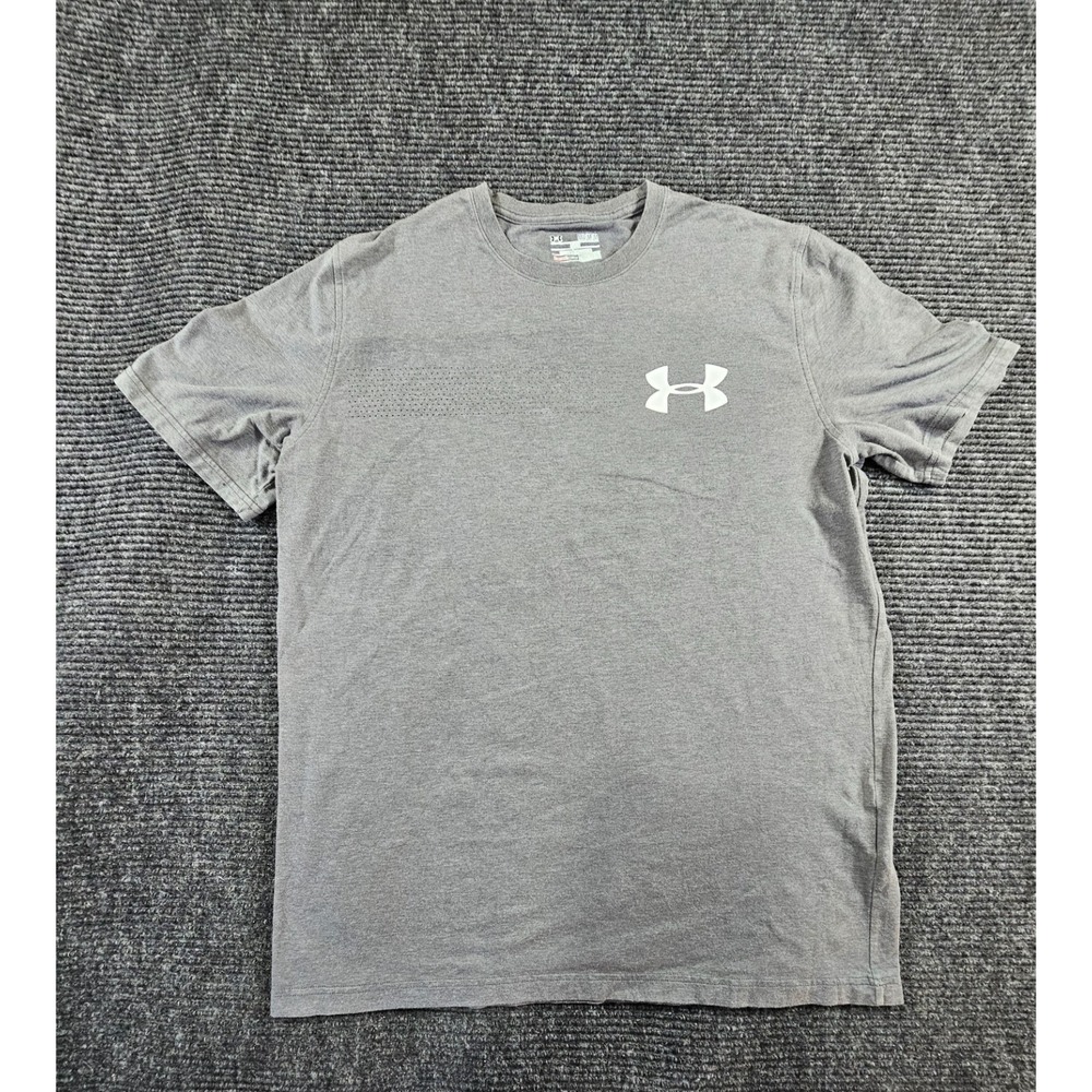 Under Armour Heatgear T-Shirt Mens Medium Gray Crew Neck Performance Activewear